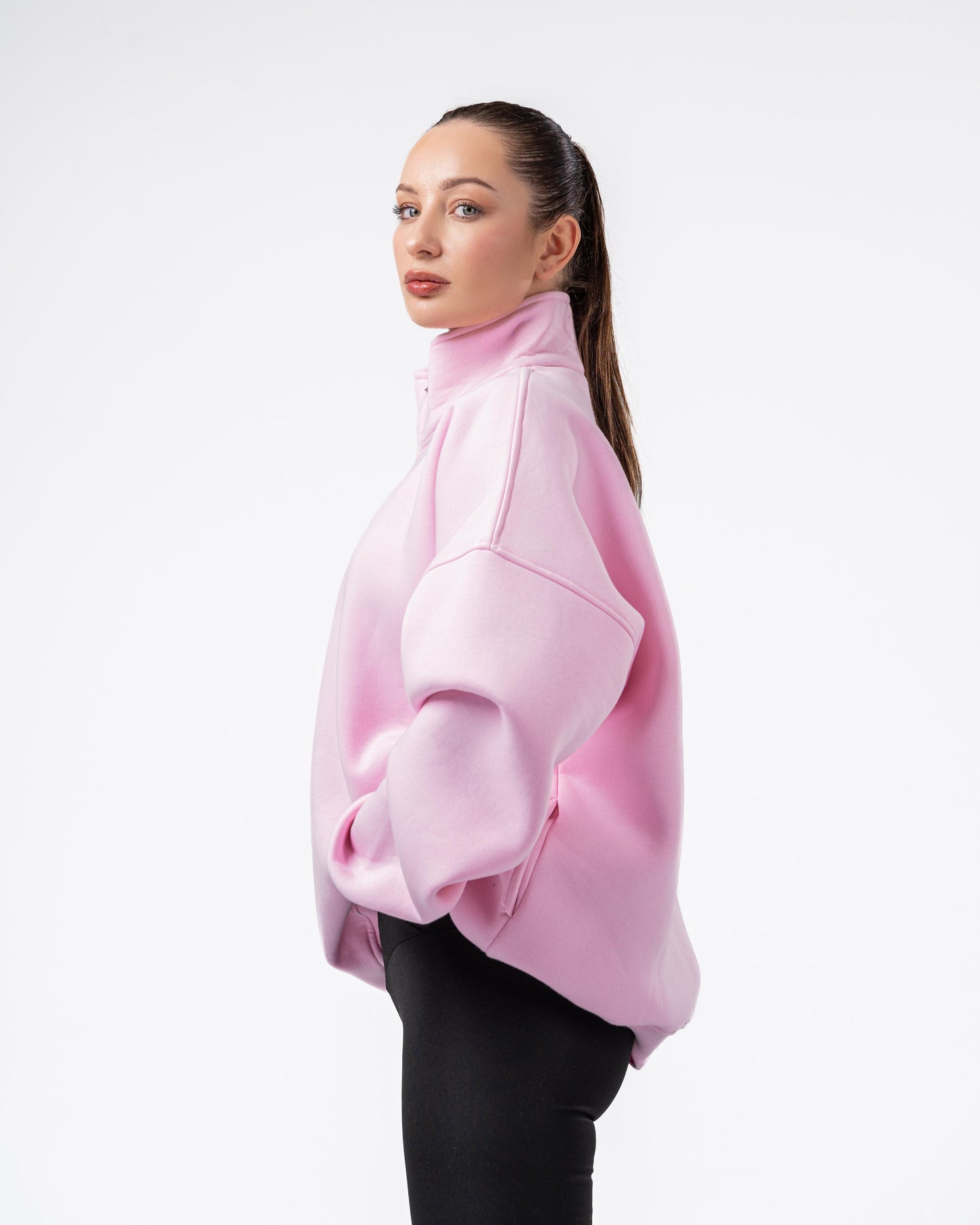 Quarter zip up-baby pink