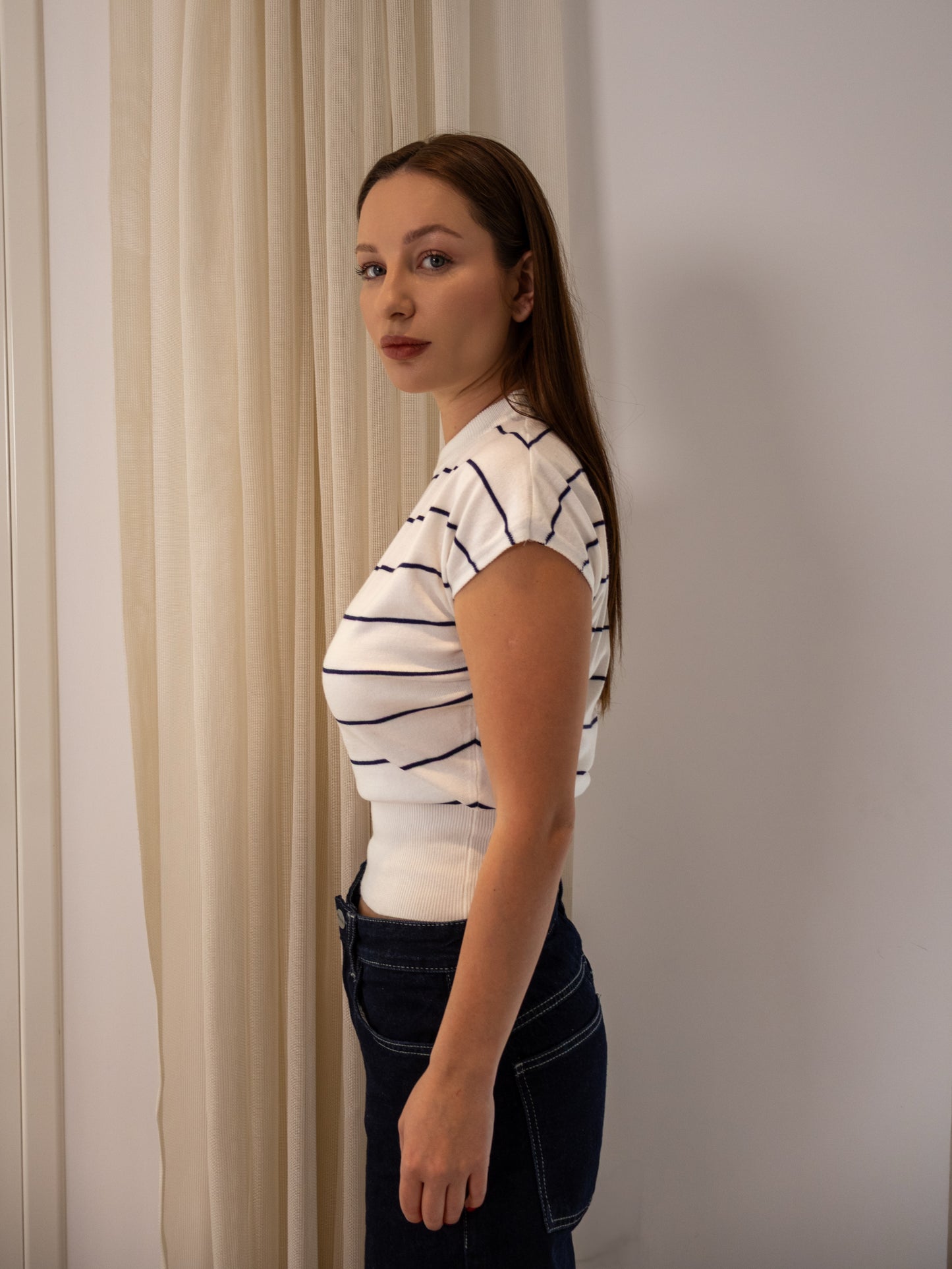 The cinch knit-navy striped