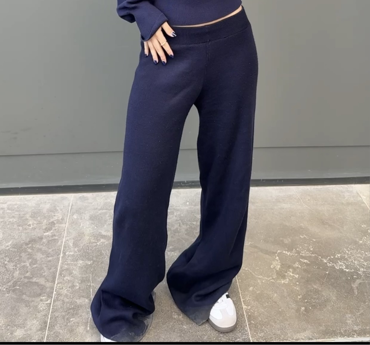 Knitted pants-navy