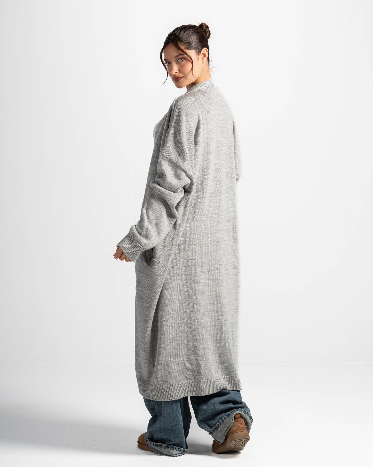 Soft knit cardigan-grey