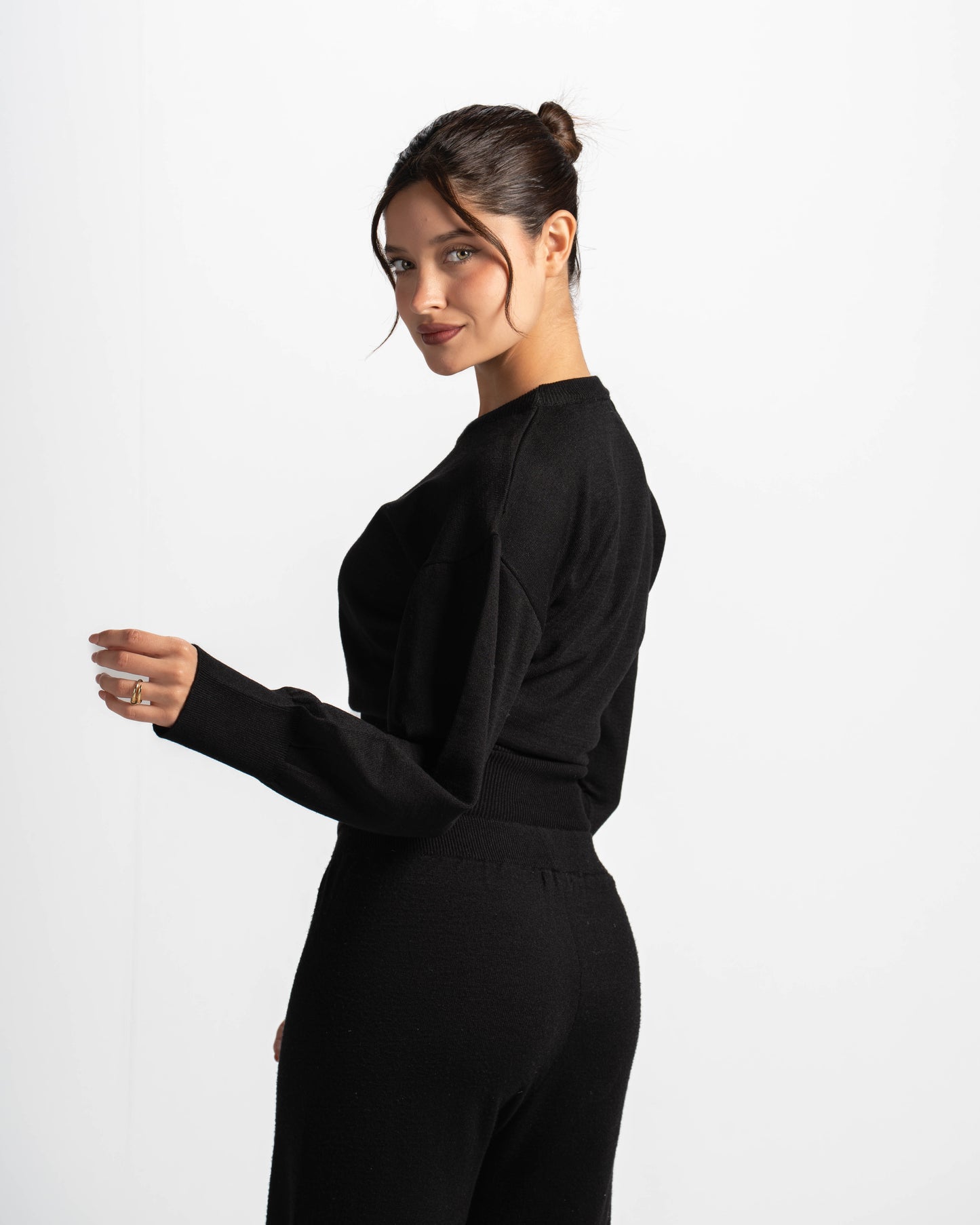 The sculpting knit top-black