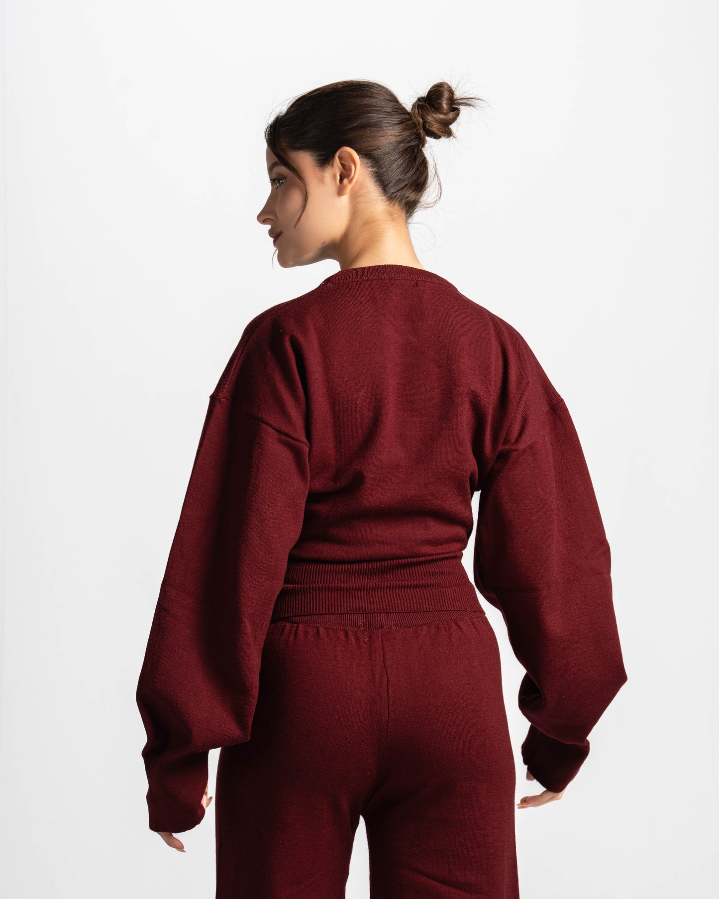 The sculpting knit top-burgundy