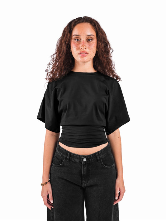 Fitted waist tee-Black