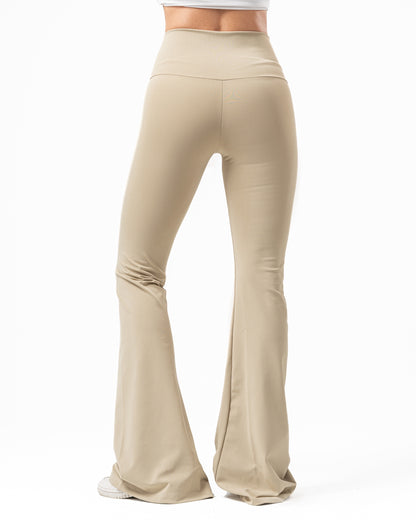 Criss cross flared leggings-beige