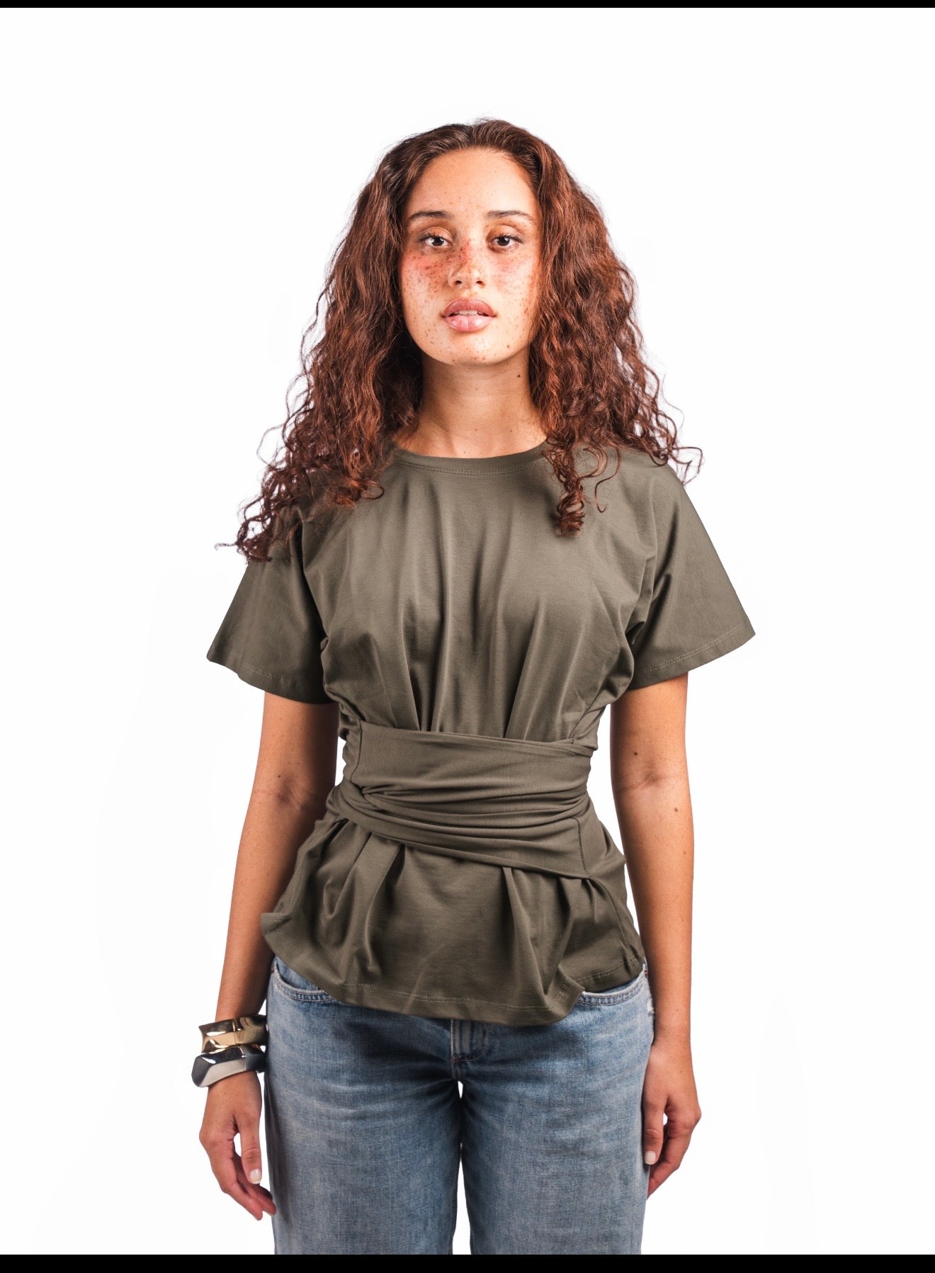 Belt wrap tee–Olive