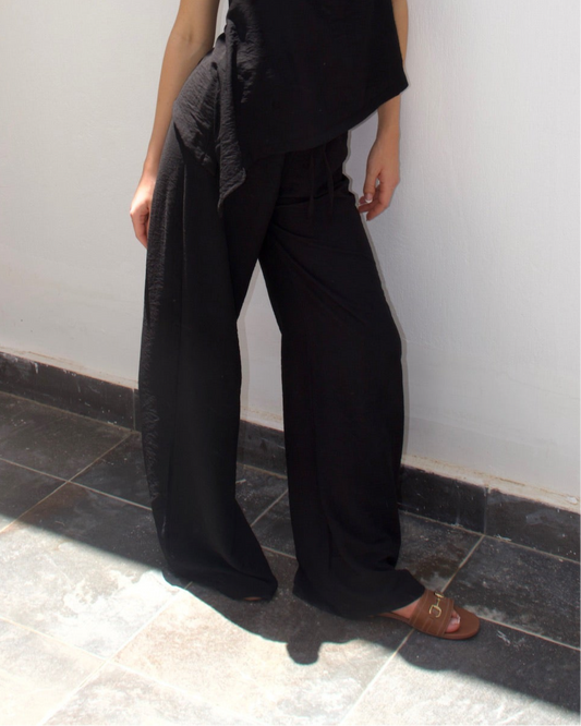 linen pants-black