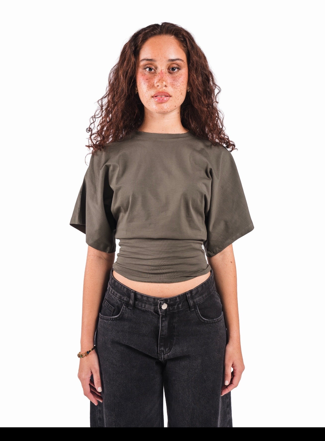 Fitted waist tee–Olive