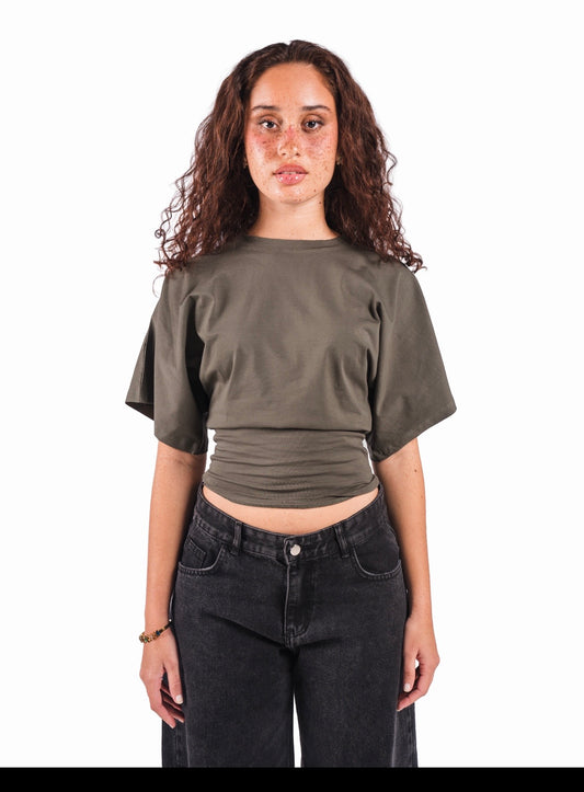 Fitted waist tee–Olive