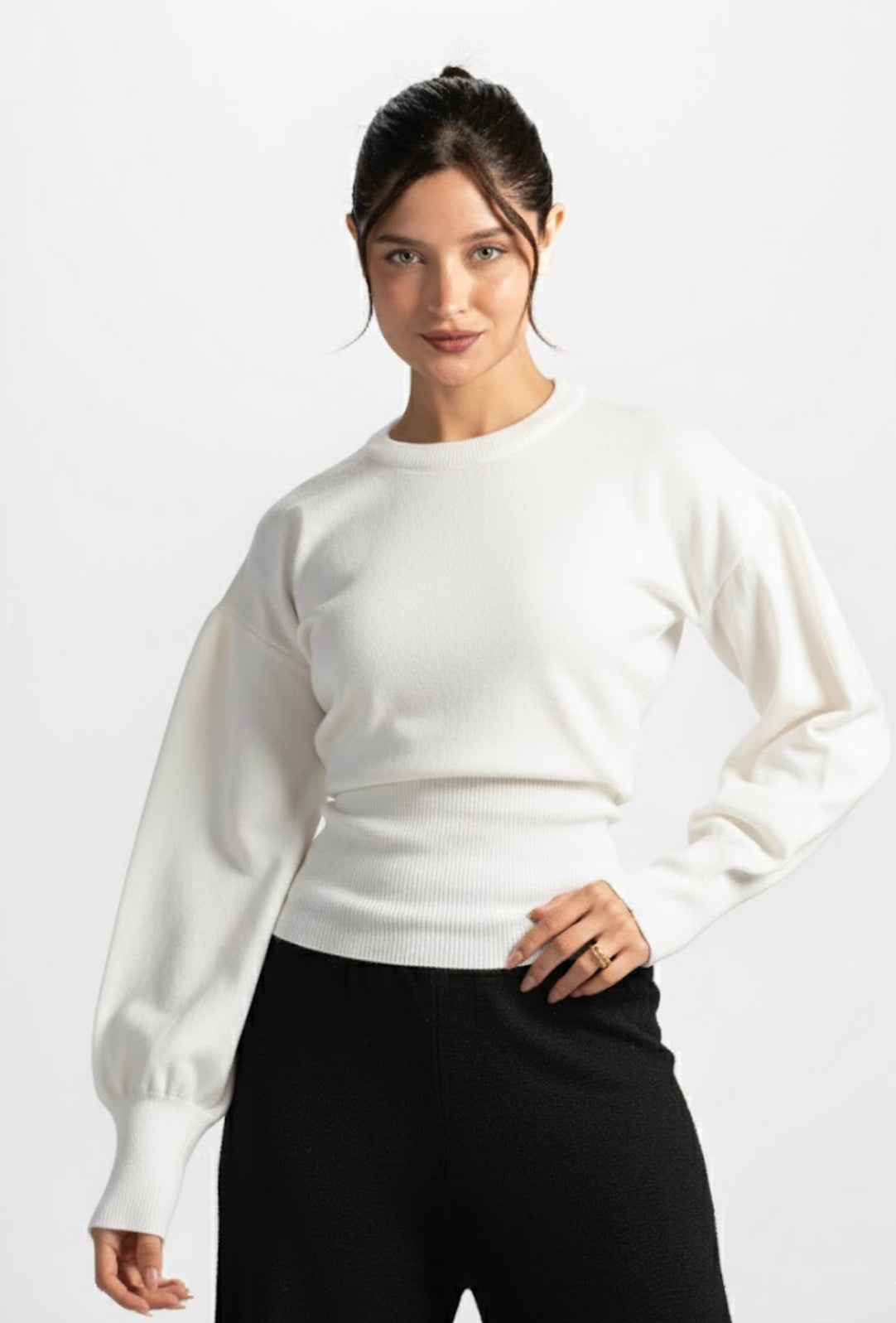 The sculpting knit top-white