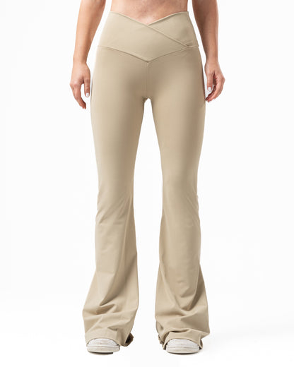 Criss cross flared leggings-beige