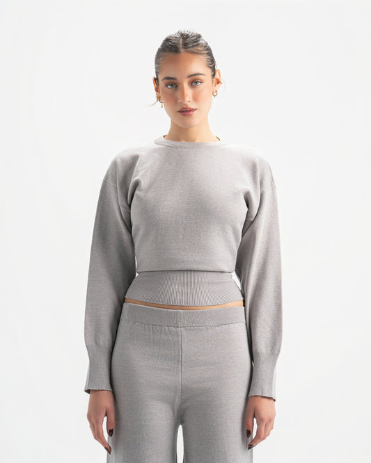 The sculpting knit top-light grey