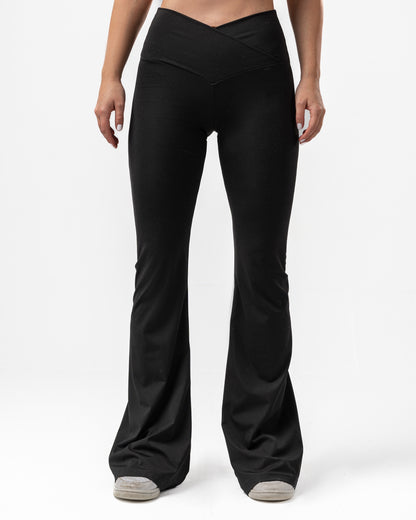 Criss cross flared leggings- Black
