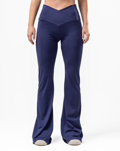 Criss cross flared leggings-navy