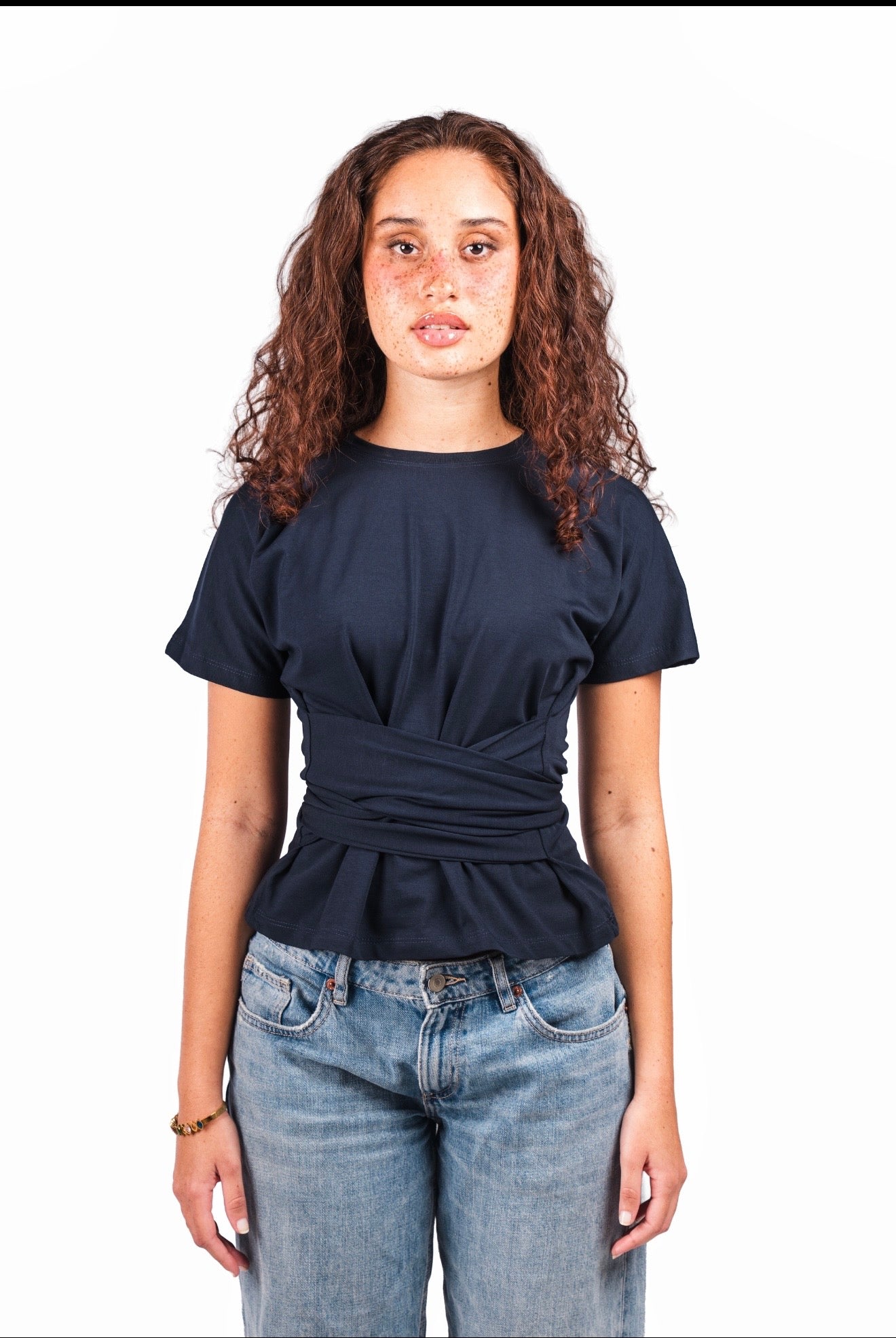 Belt wrap tee–Navy
