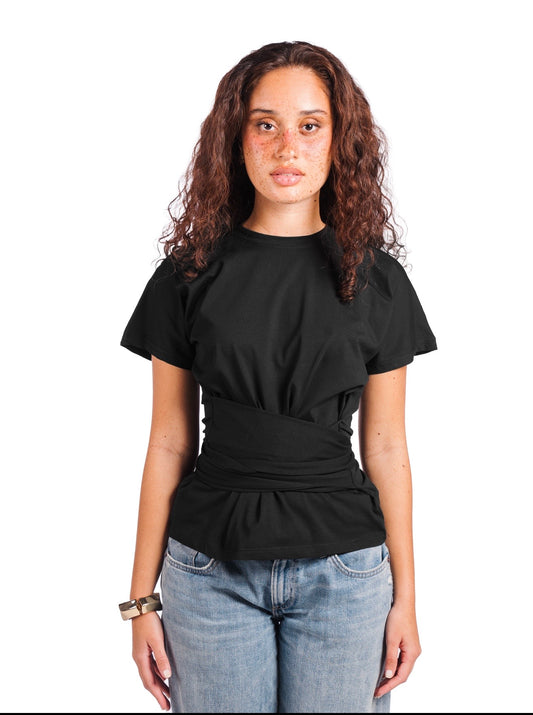 Belt wrap tee-black