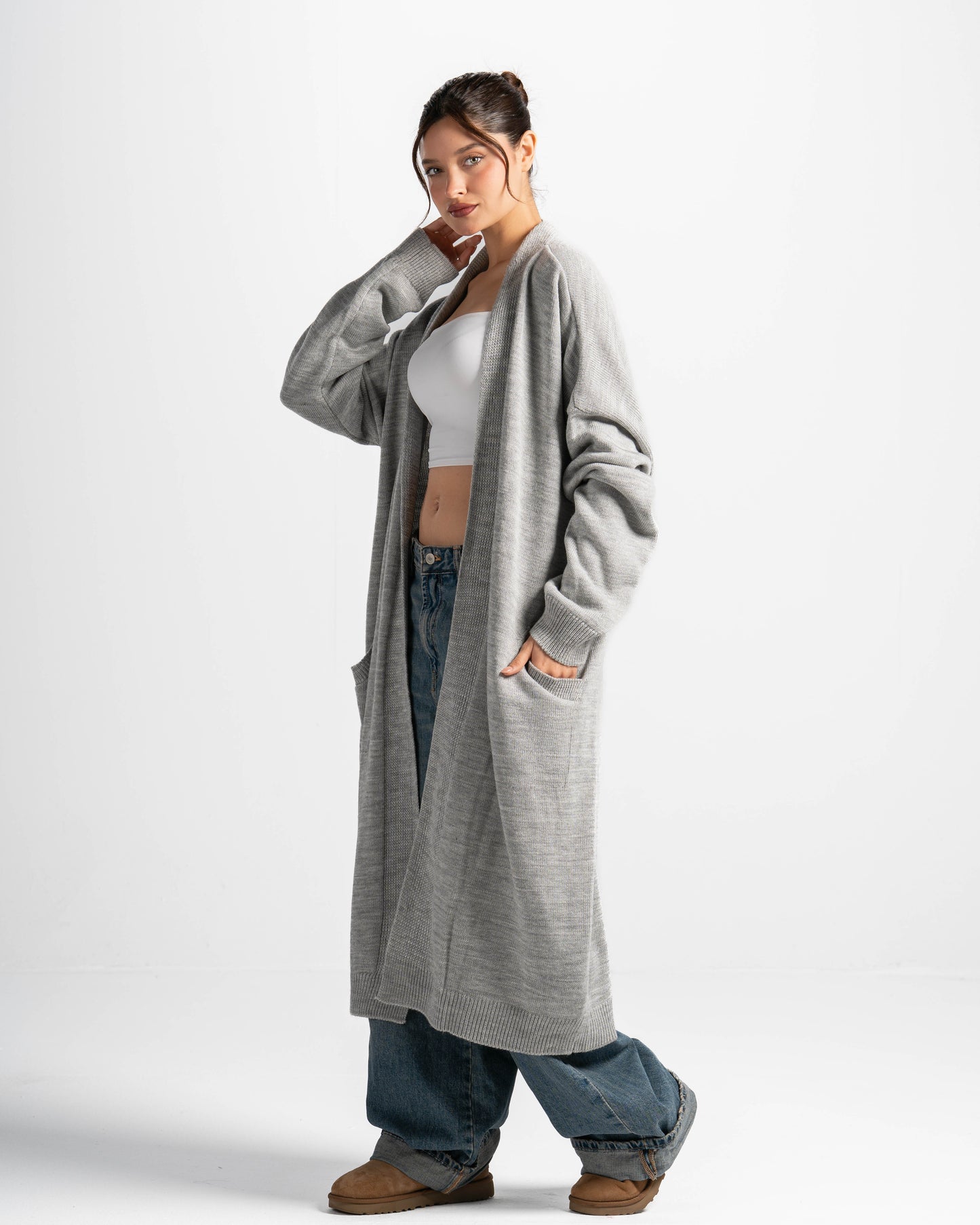 Soft knit cardigan-grey