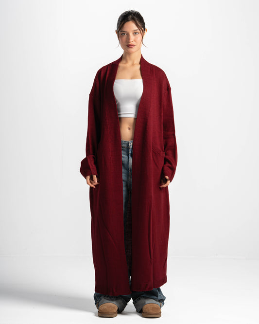 Soft knit cardigan-burgundy