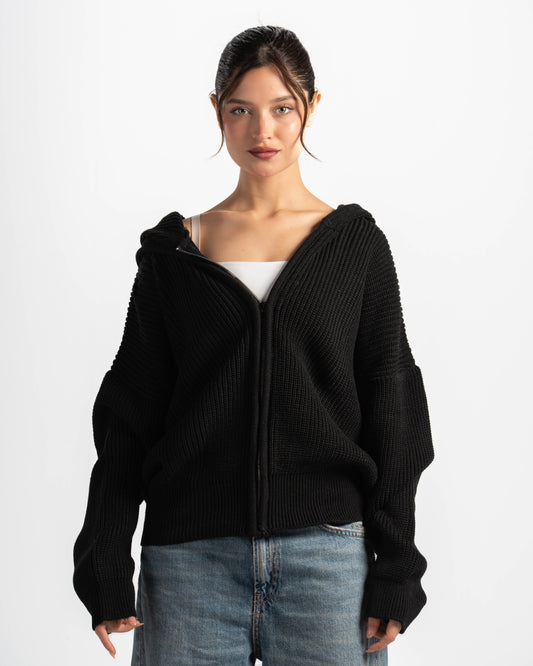 The KnitHood jacket-black