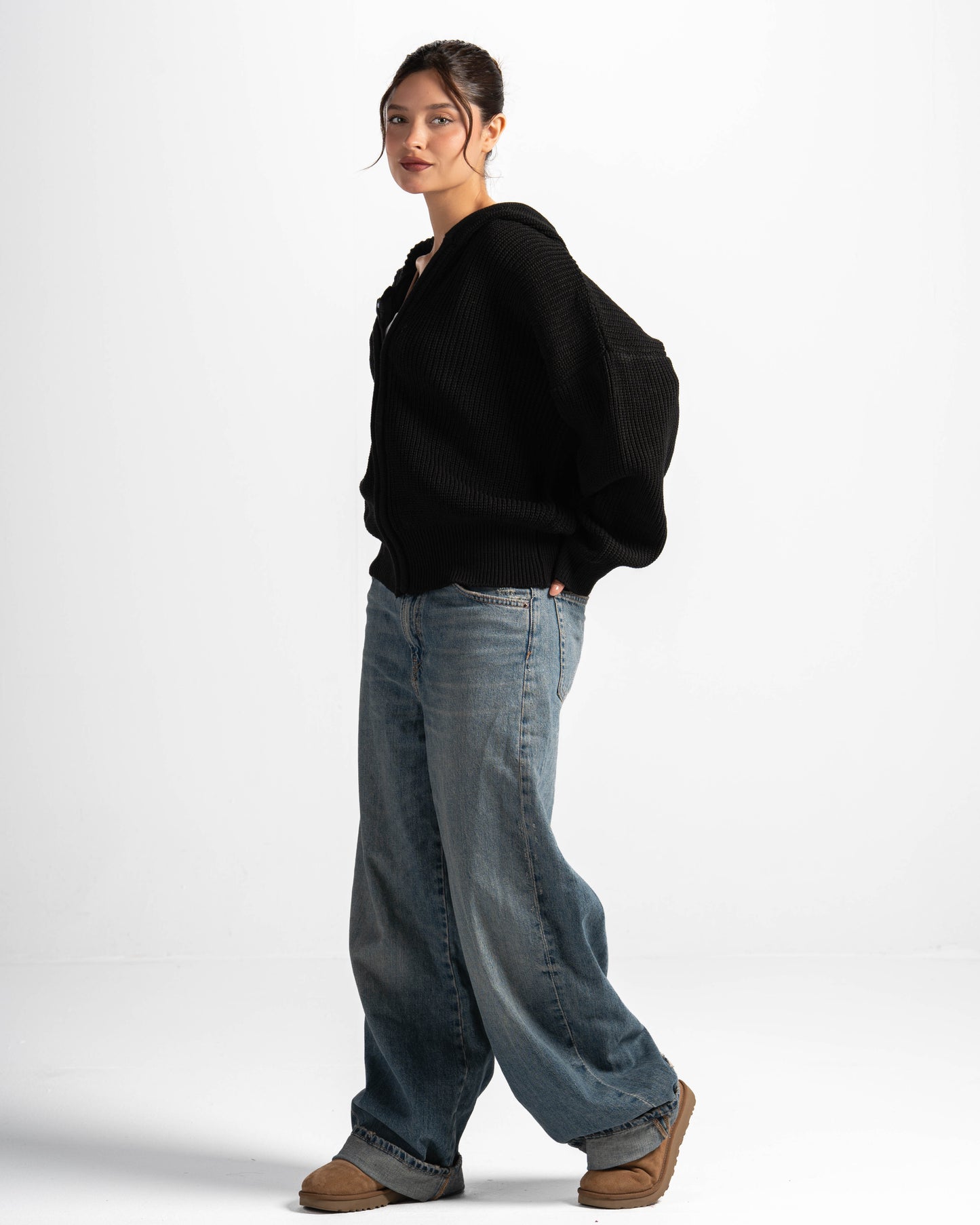 The KnitHood jacket-black