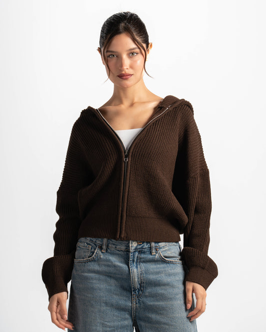 The KnitHood jacket-brown