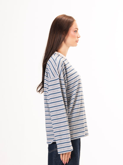 Long sleeve parallel tee-Stone