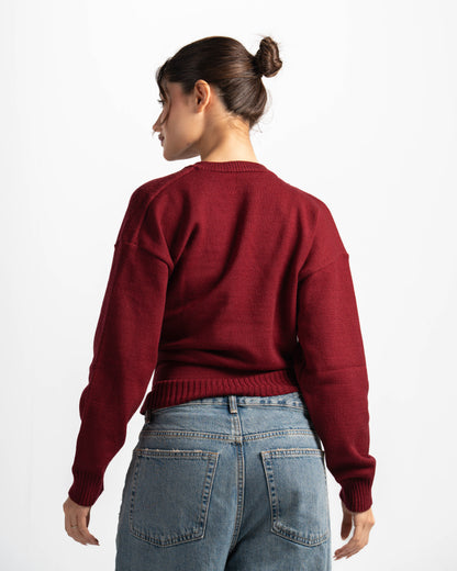 Button cloud sweater-burgundy