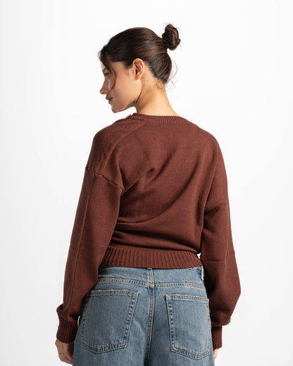 Button cloud sweater-brown