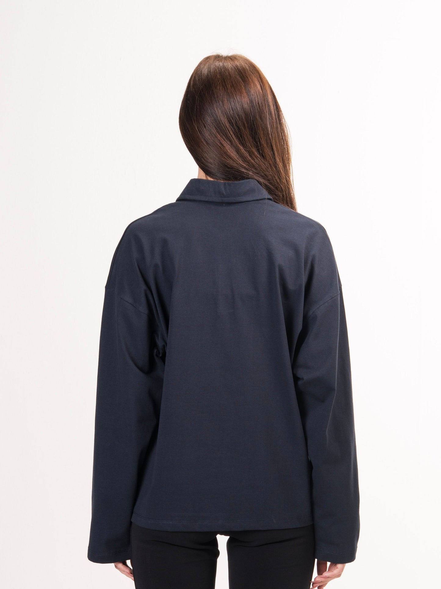 Long sleeve polo parallel tee-Navy
