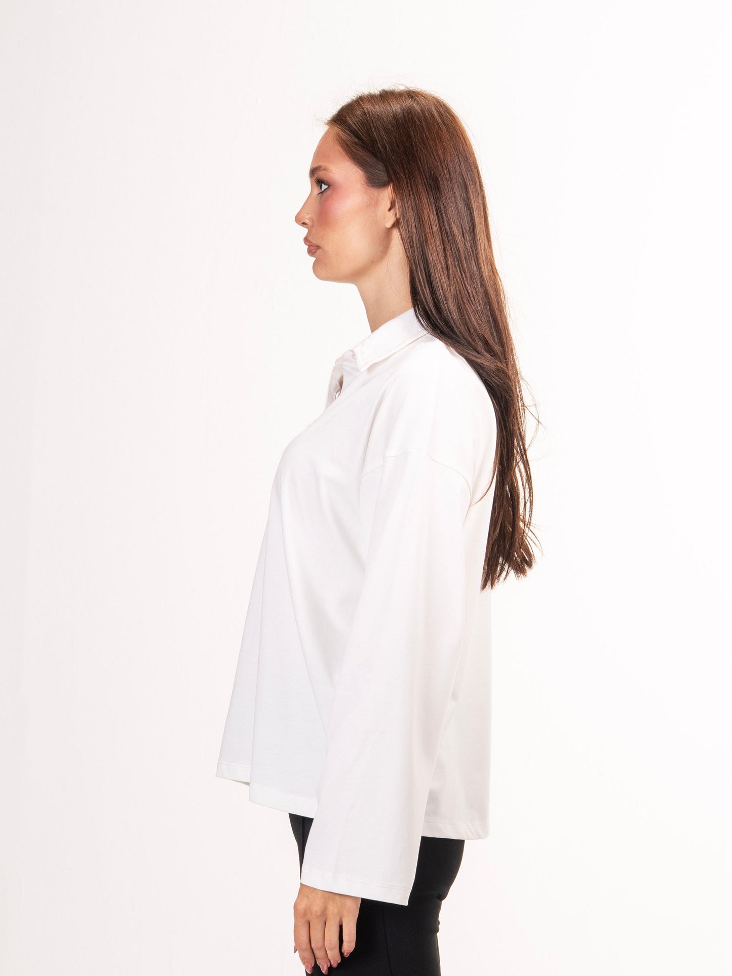Long sleeve polo parallel tee-Off white