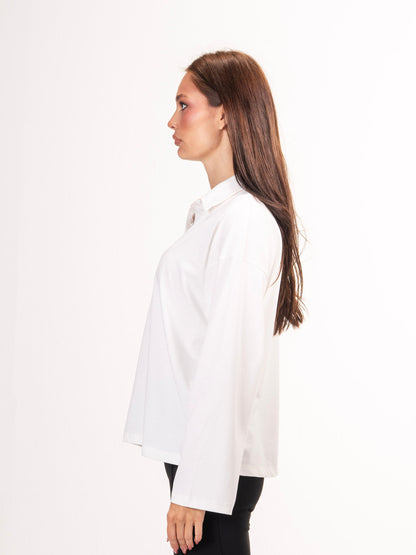 Long sleeve polo parallel tee-Off white