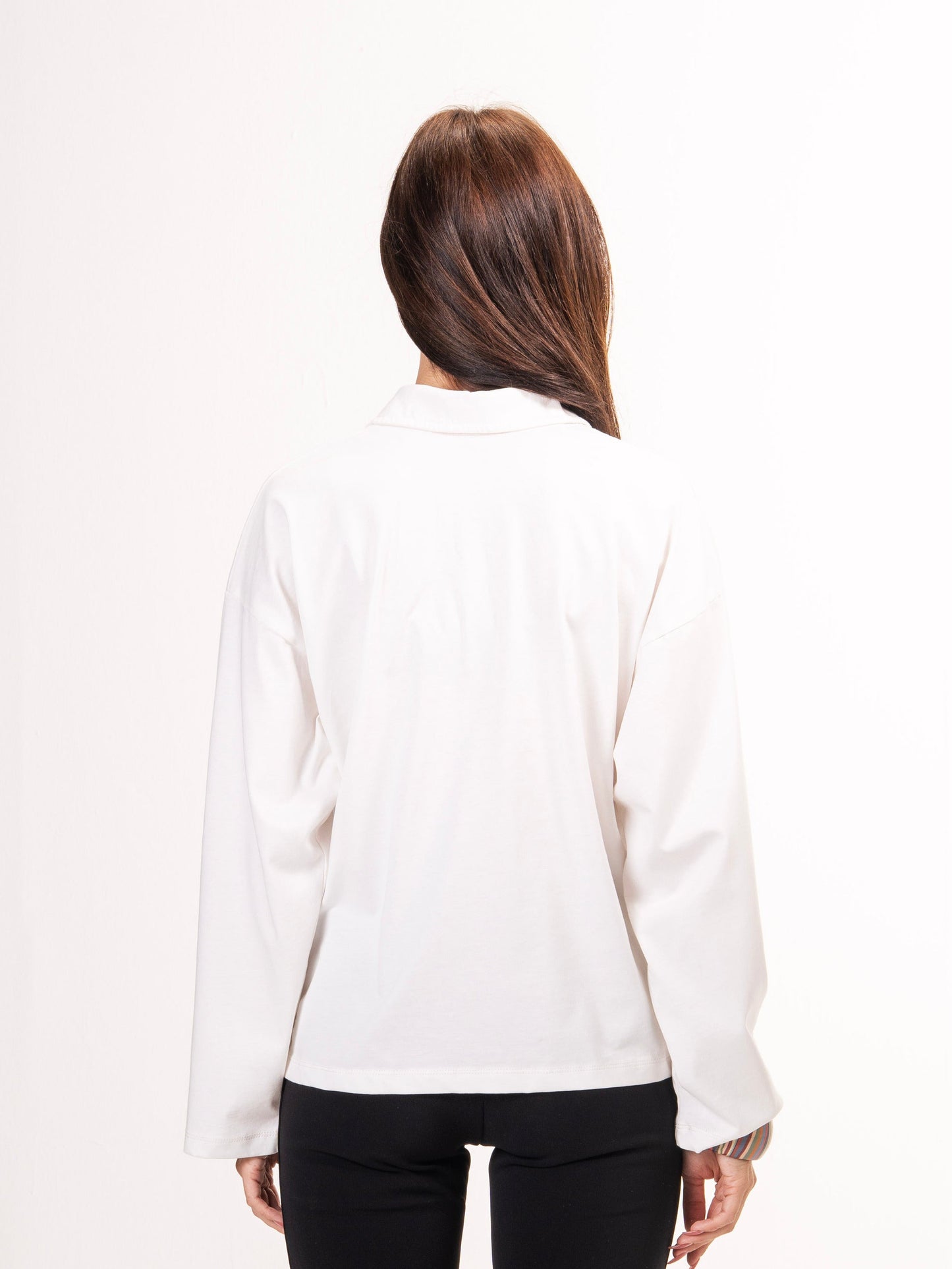 Long sleeve polo parallel tee-Off white