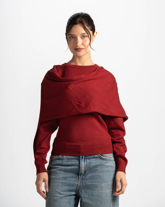 The scarf top-burgundy