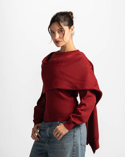 The scarf top-burgundy