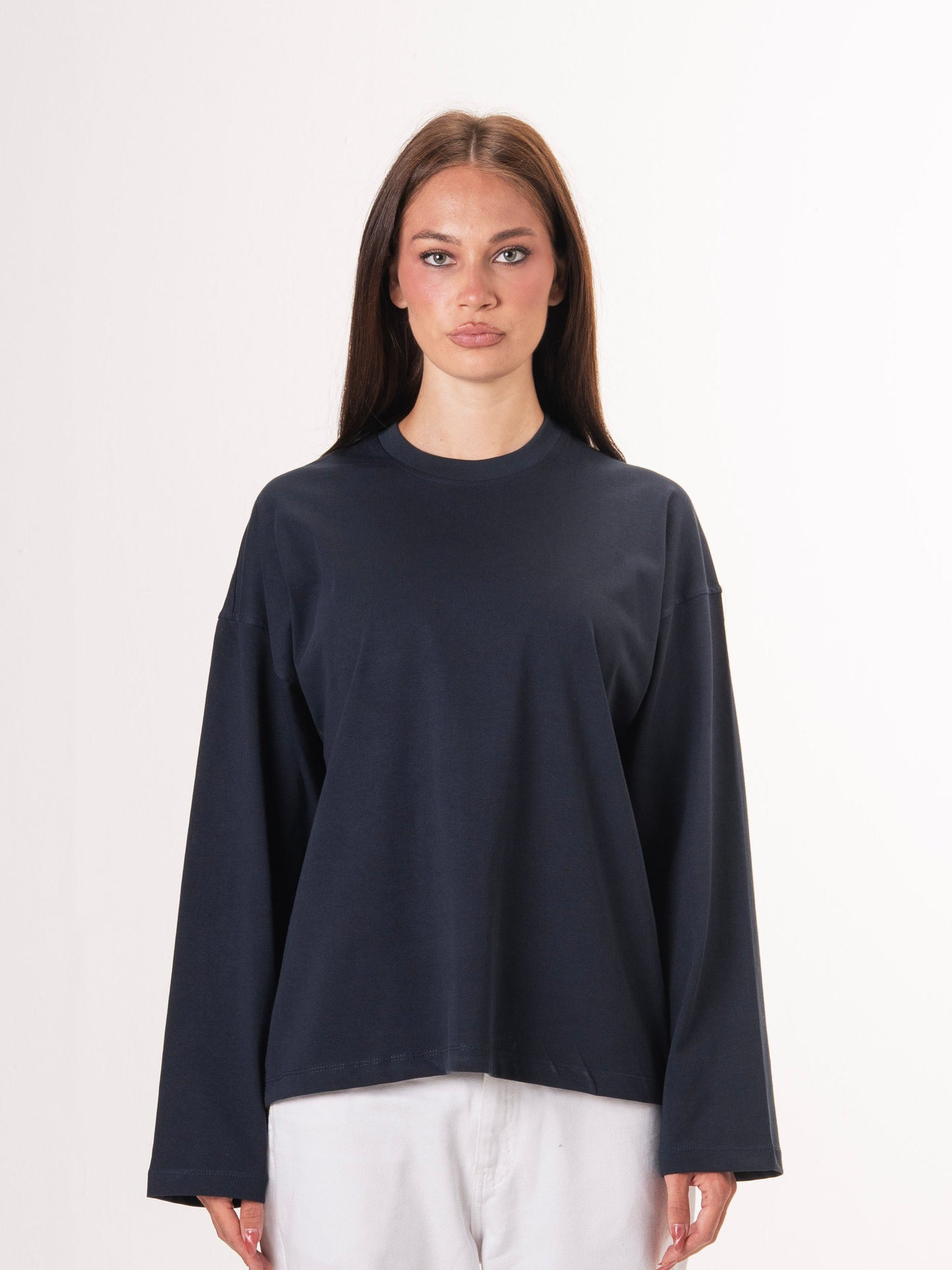 Long sleeve parallel tee-Navy