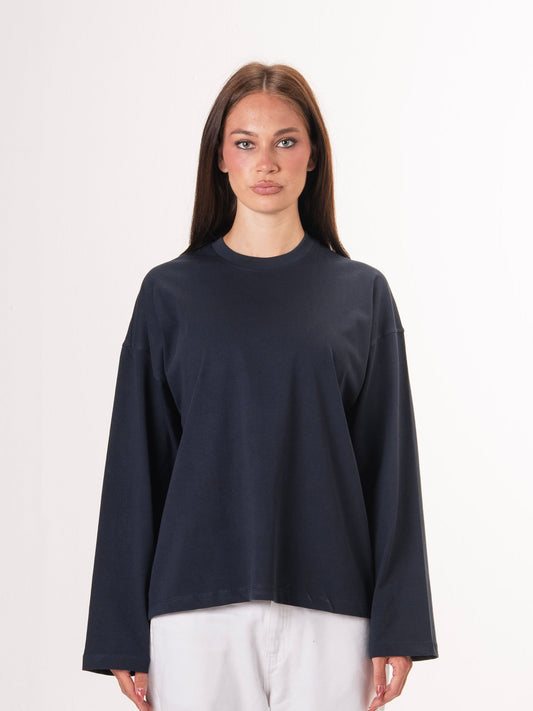 Long sleeve parallel tee-Navy