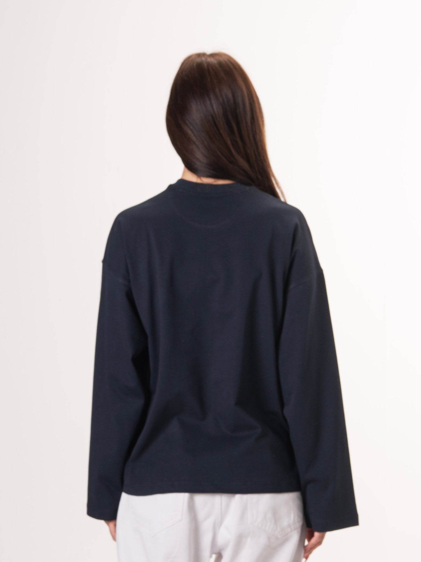 Long sleeve parallel tee-Navy