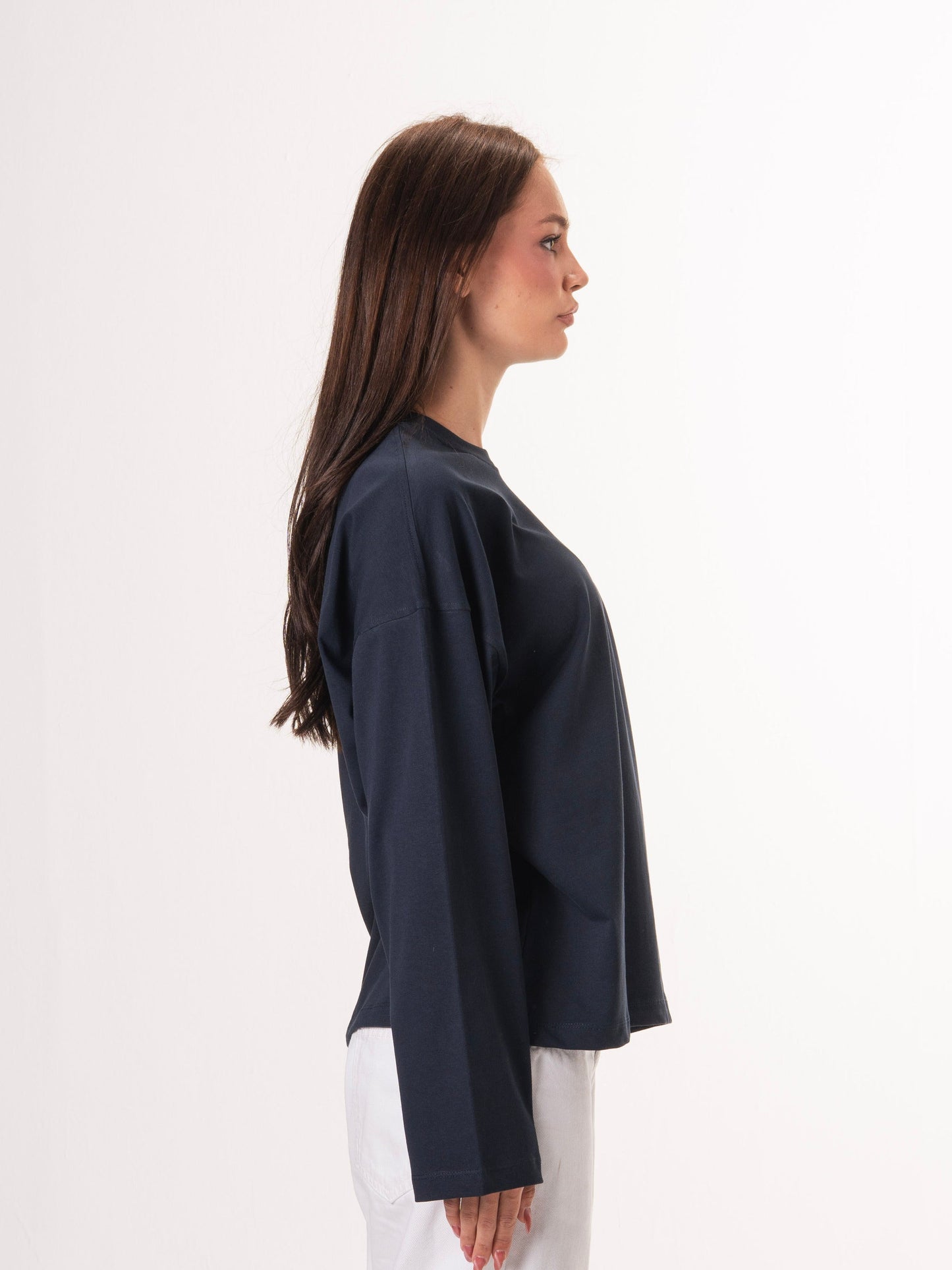 Long sleeve parallel tee-Navy