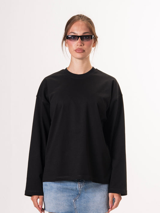 Long sleeve parallel tee-Black