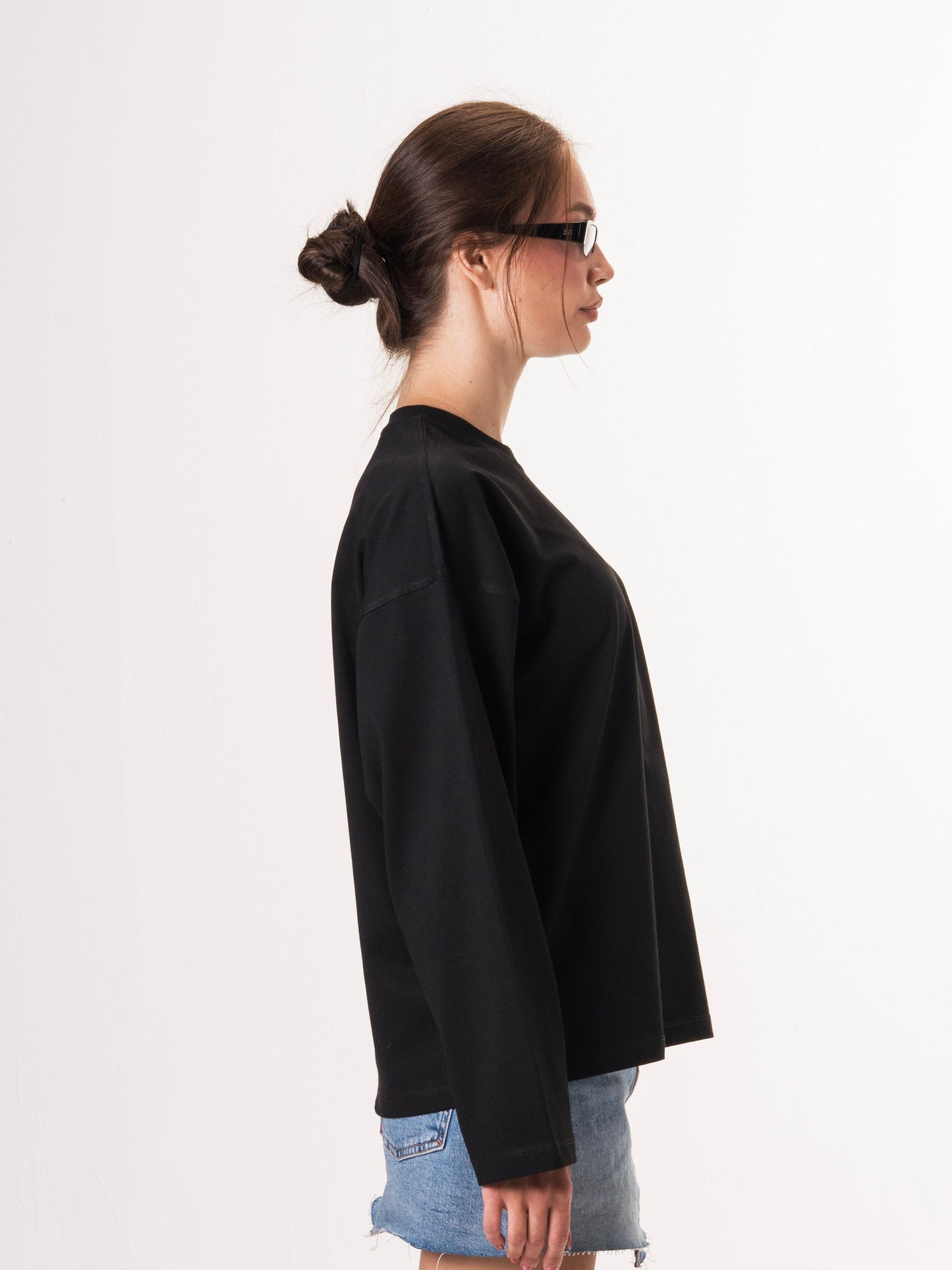 Long sleeve parallel tee-Black