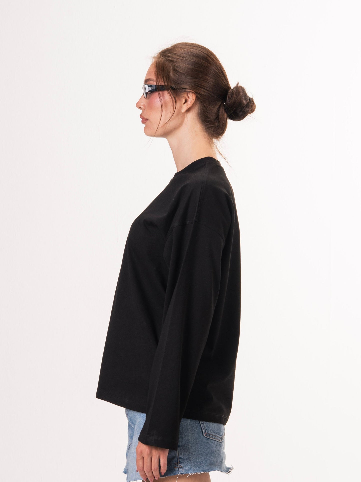 Long sleeve parallel tee-Black