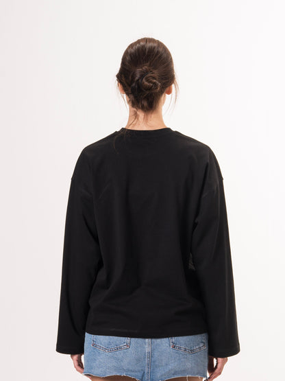 Long sleeve parallel tee-Black