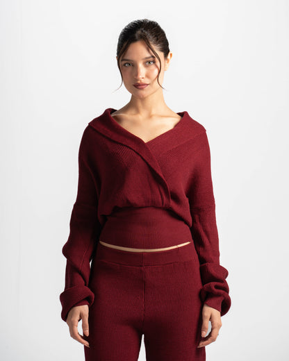 The criss cross top-burgundy