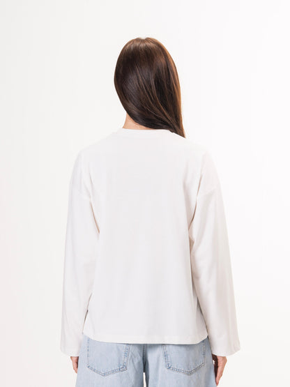 Long sleeve parallel tee-Off white