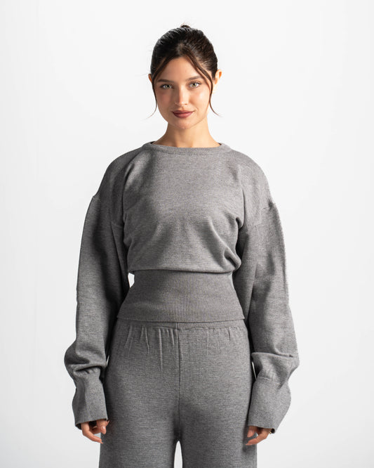 The sculpting knit top-grey