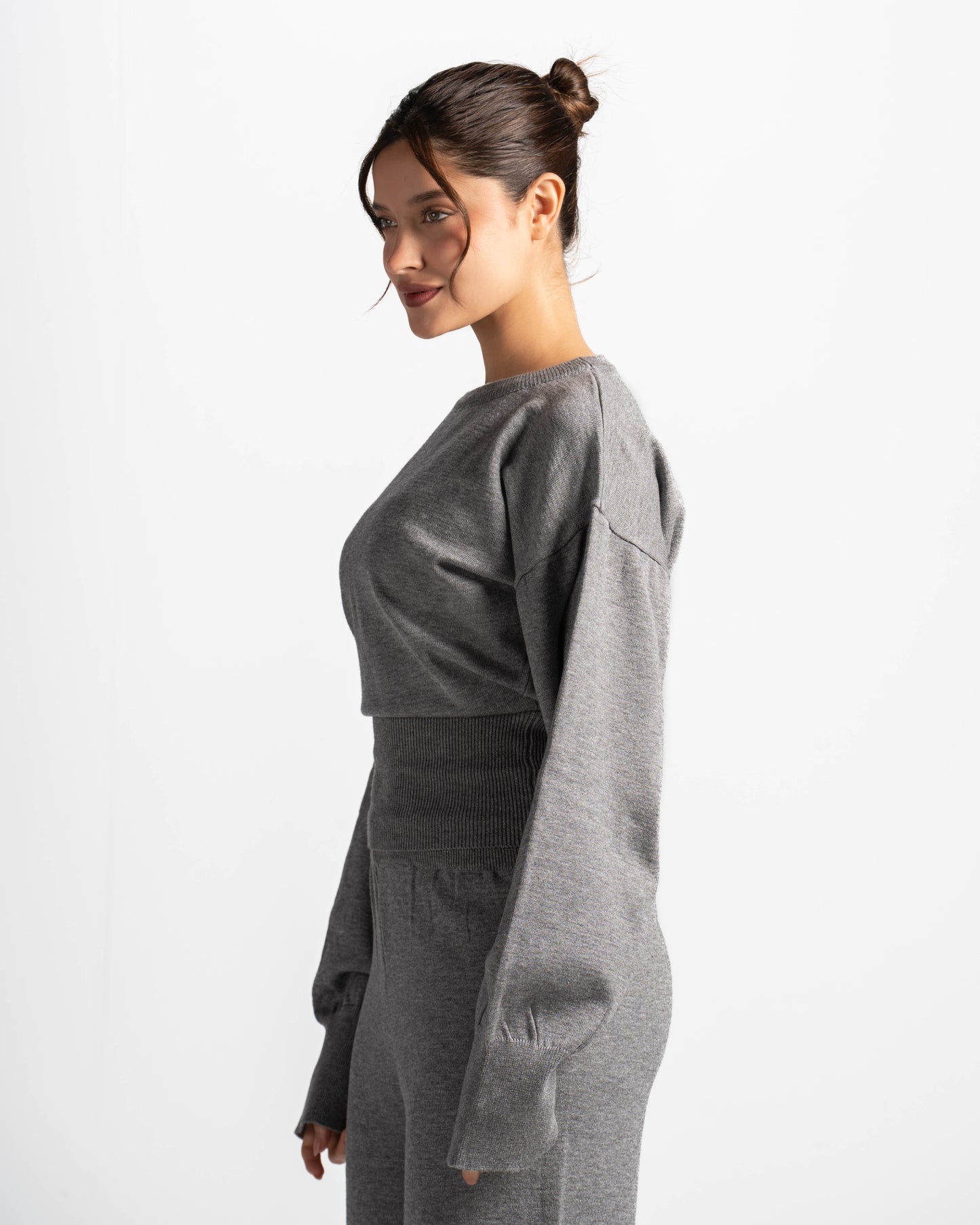 The sculpting knit top-grey