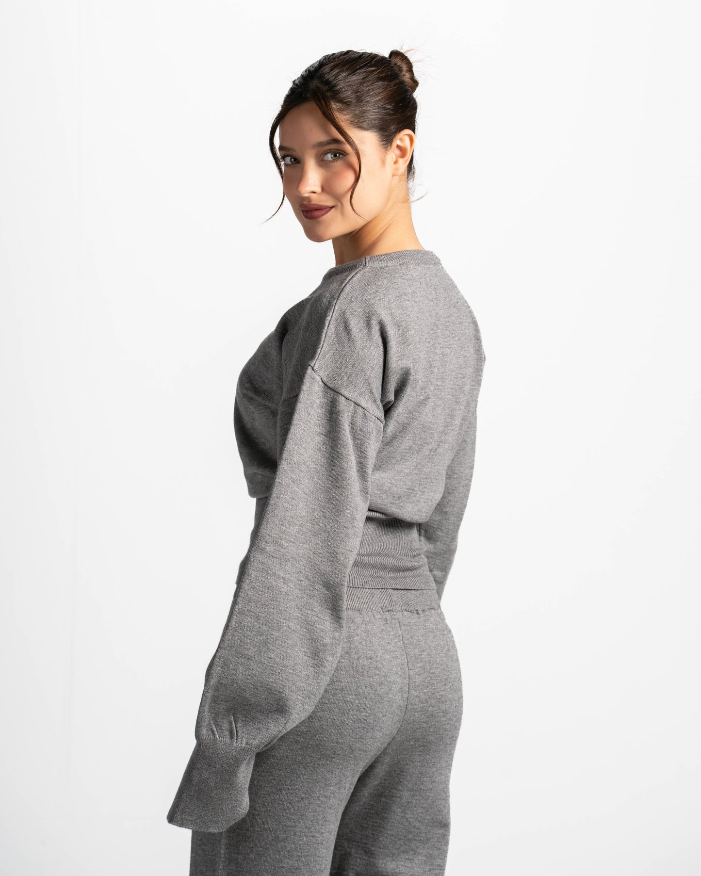 The sculpting knit top-grey