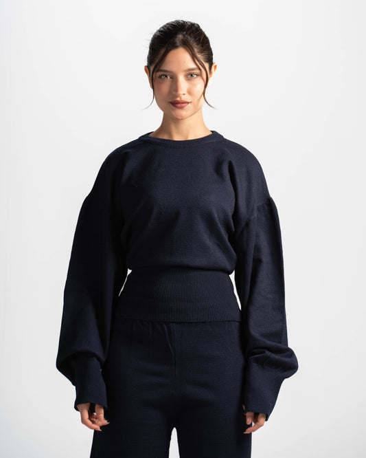 The sculpting knit top-navy