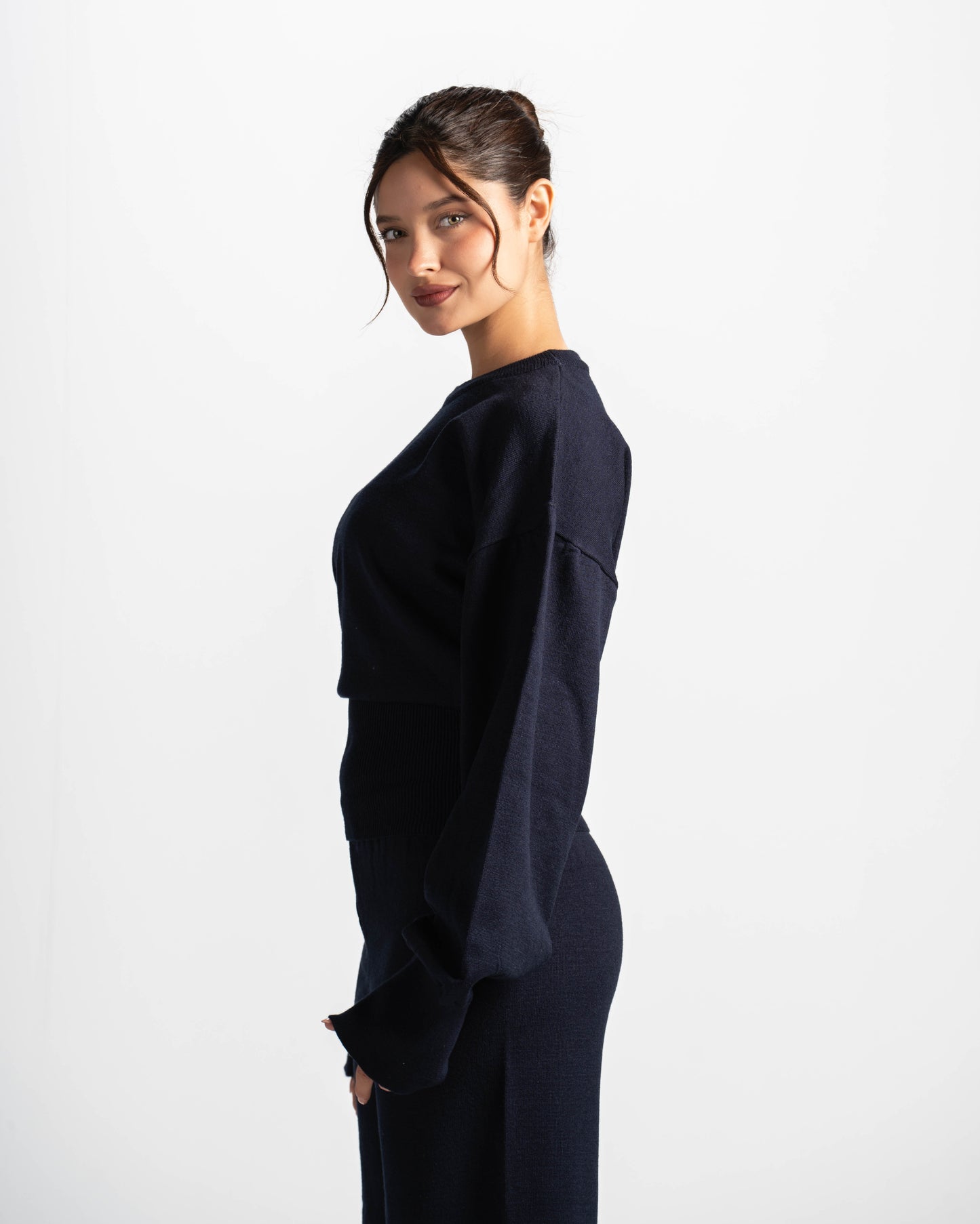 The sculpting knit top-navy