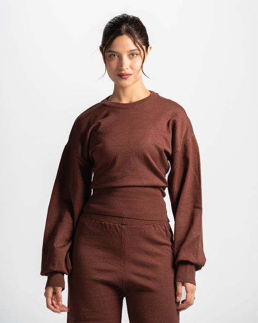 The sculpting knit top-brown