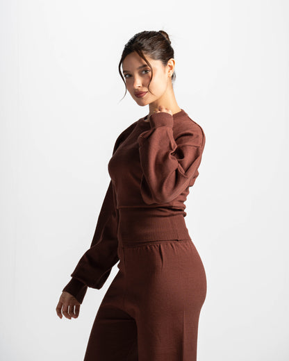 The sculpting knit top-brown